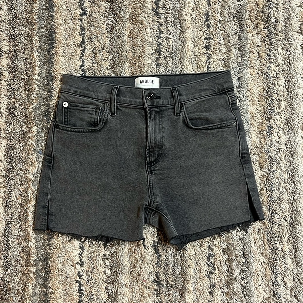 Agolde Grey Washed Denim Shorts